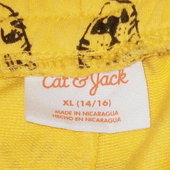 Cat and Jack kids shorts in yellow and cat faces black. Size xl 14/16 - Picture 3 of 4